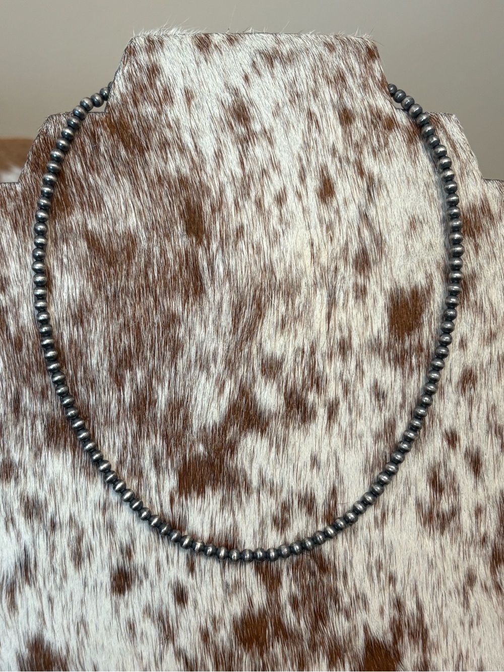 4MM Silver Plated on Brass Beaded Necklace -16+2 in length